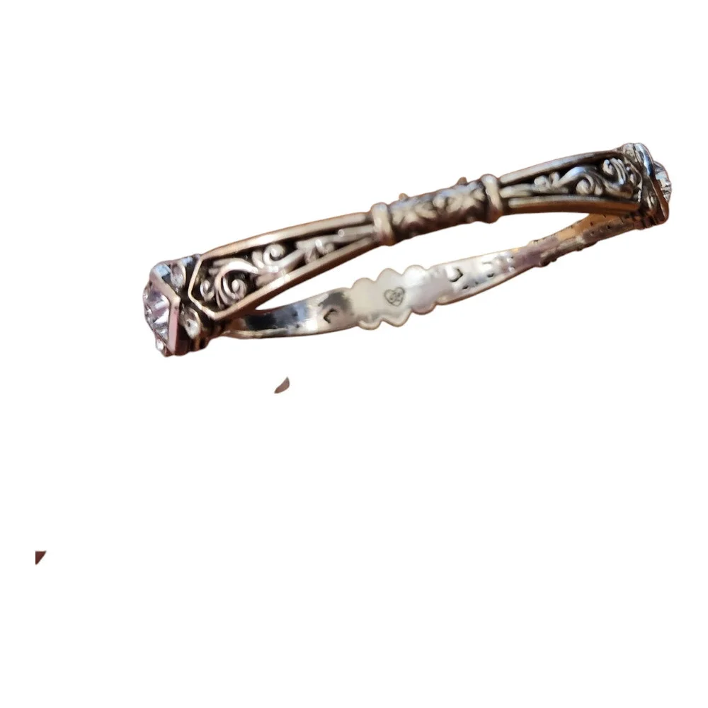 Brighton Zoe clear Swarovski crystal‎ silverplated bangle bracelet